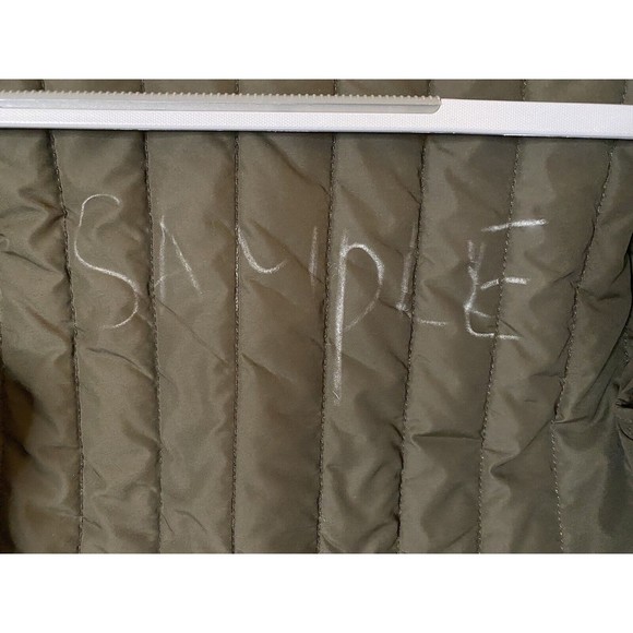 Elie Tahari‎ Quilted Jacket Olive Green Snap Button Front Coat Sz S - flaw - Picture 7 of 9